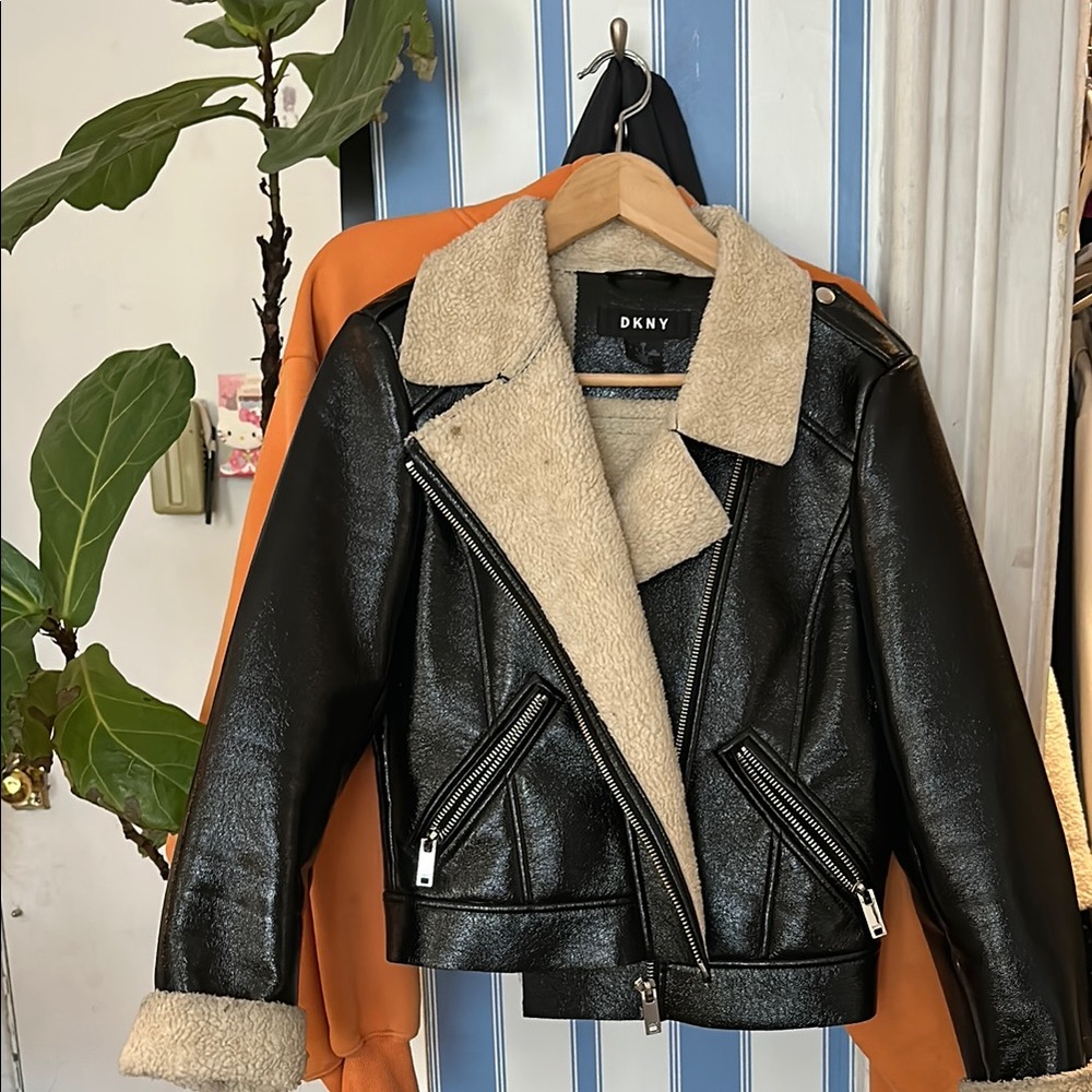 DKNY Black and Cream Women's Jacket